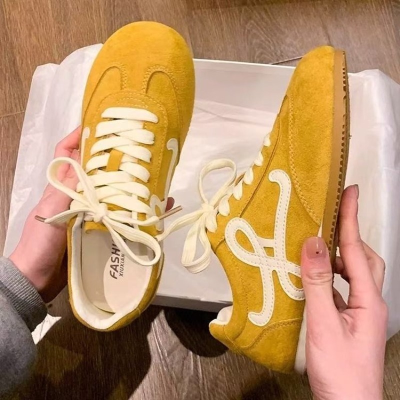Sewing Embroidery Fabric - Ladies Vintage Embroidery Suede Trainers Lace‑Up