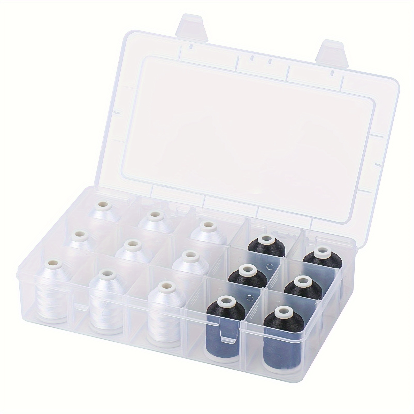 Bobbin Organizer Box - Portable 15-Compartment Sewing Spool Organizer -