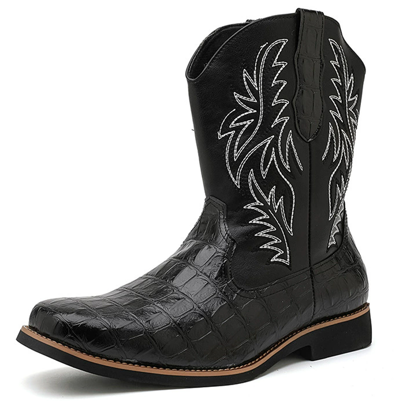 Sewing Embroidery Fabric - Retro Wide Toe Western Cowboy Boots