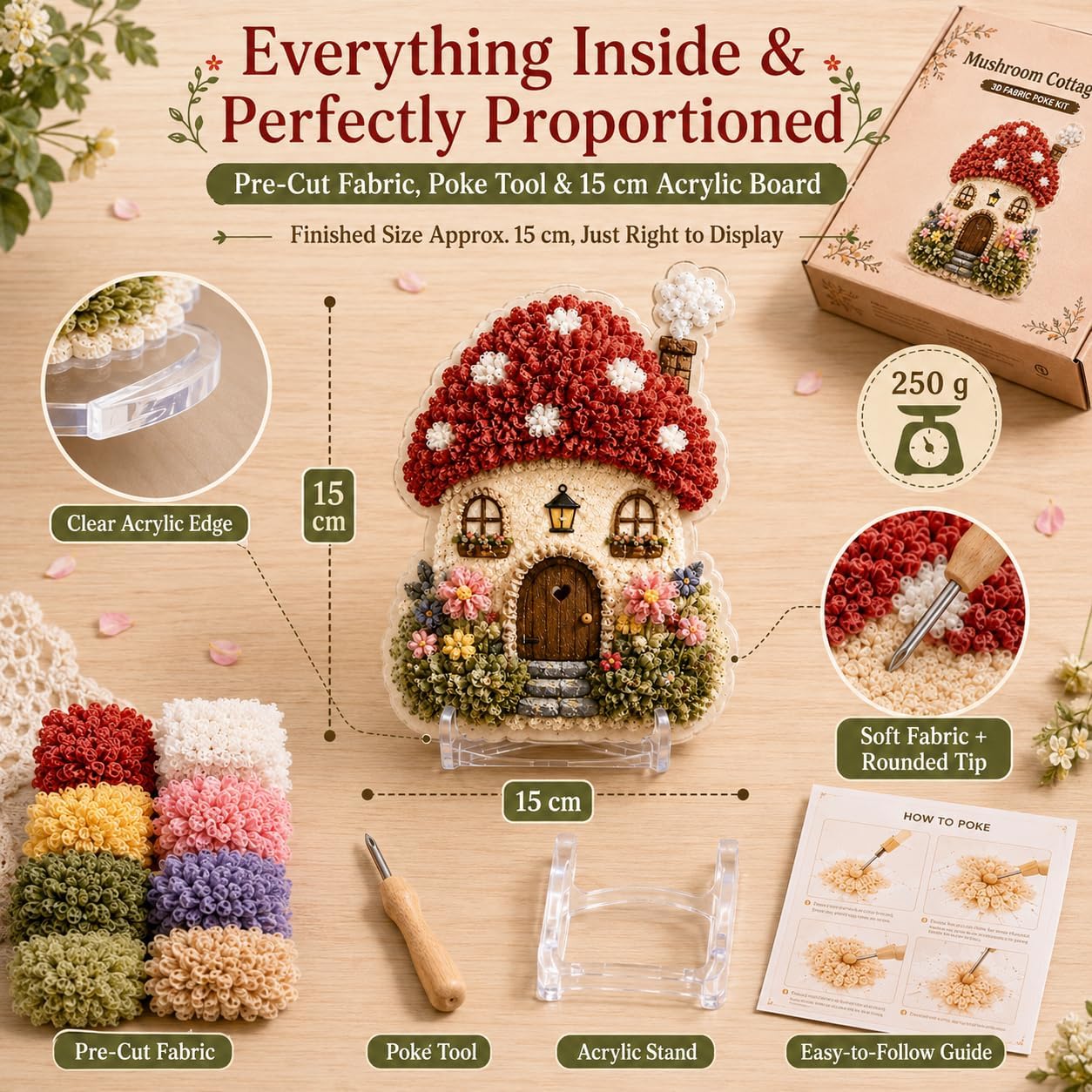DIY 3D Fabric Poke Art Kit Whi - огляд і ціна Sewing Textile Art