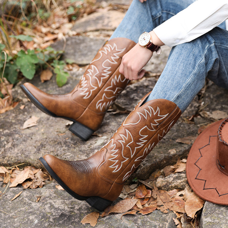 New Men Handmade Cowboy Boots  - огляд і ціна Sewing Embroidery Fabric